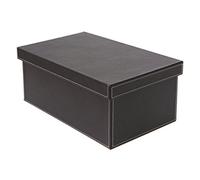 Osco Faux Leather Stackable Media Storage Box, Holds up to 26 DVDs, Blu-rays, CDs - Durable Wipe-Clean Finish - Space-Saving Shoe & Media Storage Container, Single, Brown