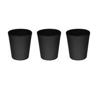 OSCO Faux Leather Waste Bin - 10 Litre Round Rubbish Basket - Stylish Leather Finish Bin for Home Office, Study, Bathroom, Desk - Easy Clean Surface - Compact & Elegant Container, 3 Pack, Black
