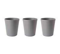 OSCO Faux Leather Waste Bin - 10 Litre Round Rubbish Basket - Stylish Leather Finish Bin for Home Office, Study, Bathroom, Desk - Easy Clean Surface - Compact & Elegant Container, 3 Pack, Grey