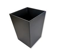 OSCO Faux Leather Waste Bin 12 L, Square Slim Office & Home Bin, Leather Finish Wastepaper Basket, Desk, Bathroom Rubbish Container, Stylish & Wipe-Clean Design, Black