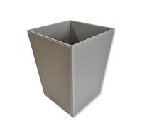 OSCO Faux Leather Waste Bin 12 L, Square Slim Office & Home Bin, Leather Finish Wastepaper Basket, Desk, Bathroom Rubbish Container, Stylish & Wipe-Clean Design, Grey