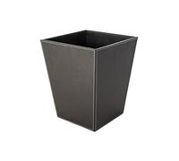 OSCO Faux Leather Waste Bin 12 L, Square Slim Office & Home Bin, Wastepaper Basket, Desk, Bathroom Rubbish Container, Stylish & Wipe-Clean Design, Brown