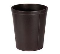 OSCO Brown Faux Leather Waste Bin | Round | Height - 29 cm | Diameter - 26 cm | Circular Trash Can | Waste Paper Basket | Recycling Container | Office | Home | Bathroom