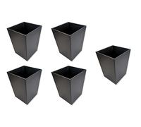 OSCO Faux Leather Waste Bin 14 L, Square Slim Office & Home Bin, Leather Finish Wastepaper Basket, Desk, Bathroom Rubbish Container, Stylish & Wipe-Clean Design, 5 Pack, Black