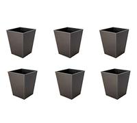 OSCO Faux Leather Waste Bin 14 L, Square Slim Office & Home Bin, Leather Finish Wastepaper Basket, Desk, Bathroom Rubbish Container, Stylish & Wipe-Clean Design, 5 Pack, Brown