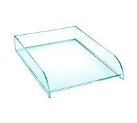 OSCO Glass Look Acrylic Stacking Letter Tray | A4 | Easily Stackable | Desk File Organiser | Paper Storage | Office Document Sorter | Paperwork Filing | No Risers Required | H6 x W24.5 D33 cm