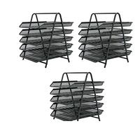 OSCO Graphite Wire Mesh 5 Tier Letter Tray | 3 Pack | A4 | Desk File Organiser | Paper Storage | Office Document Sorter | Paperwork Filing | Easy Assembly | H37.3 x W29.5 x D34.0 cm |