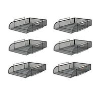 OSCO Graphite Wiremesh Stacking Letter Tray | 6 Pack | A4 Portrait | Easily Stackable | Desk File Organiser | Office Document Sorter | Paperwork Filing | No Risers Required | H8 x W27 D33 cm