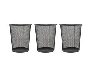 Osco Graphite Wiremesh Waste Bin | Round | 3 Pack | Height - 30 cm | Diameter - 25 cm | Circular Trash Can | Waste Paper Basket | Recycling Container | Office | Home | Bathroom