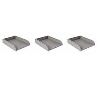 OSCO Grey Faux Leather Letter Tray | 3 Pack | A4 | Easily Stackable | Desk File Organiser | Paper Storage | Office Document Sorter | Paperwork Filing | No Risers Required | H6.3 x W24.5 x D 33.0 cm |