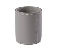 OSCO Grey Faux Leather Pen Pot | Pencil Holder | Desk Tidy | Office Organiser | Makeup Storage | Cosmetics Display | H10.5 x W8.7 x D8.7 cm |
