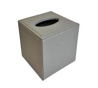 OSCO Grey Faux Leather Square Tissue Box, Elegant Tissue Holder, Napkin Dispenser for Home Office Bedroom, Premium Leather Effect Tissue Cover, Fits Standard Square Tissue Cartons, Single