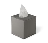 OSCO Grey Faux Leather Square Tissue Box, Elegant Tissue Holder, Napkin Dispenser for Home Office Bedroom, Premium Leather Effect Tissue Cover, Fits Standard Square Tissue Cartons, Single