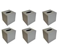 OSCO Grey Faux Leather Square Tissue Box, Elegant Tissue Holder, Napkin Dispenser for Home Office Bedroom, Fits Standard Square Tissue Cartons, 6 Pack