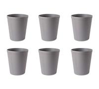 OSCO Grey Faux Leather Waste Bin | Round | 6 pack | Height - 29 cm | Diameter - 26 cm | Circular Trash Can | Waste Paper Basket | Recycling Container | Office | Home | Bathroom