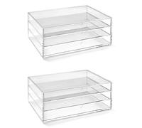 Osco Landscape Clear Acrylic 3 Tier Paper Sorter 2 Pack, A4 Document Storage, Filing Drawers, Paperwork Organiser, Desk Tidy, Cosmetic Storage, Lego Sorter, Coffee Capsule Pods Holder