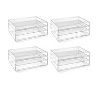 Osco Landscape Clear Acrylic 3 Tier Paper Sorter 4 Pack, A4 Document Storage, Filing Drawers, Paperwork Organiser, Desk Tidy, Cosmetic Storage, Lego Sorter, Coffee Capsule Pods Holder