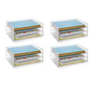 OSCO Landscape Clear Acrylic 3 Tier Paper Sorter 4 Pack, Filing Drawers