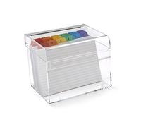 OSCO Large Clear Acrylic Index Box, A to Z Divider Tabs, 100 Lined Notecards, Ruled Revision Flash, Recipe Notes, Contacts Filing, Desktop Organiser, Holds 7" × 5" Cards (177 × 127 mm)