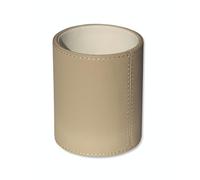 OSCO Light Taupe Faux Leather Pen Pot | Pencil Holder | Desk Tidy | Office Organiser | Makeup Storage | Cosmetics Display | H10.5 x W8.7 x D8.7 cm |