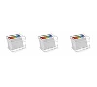 OSCO Medium Clear Acrylic Index Box, 3 Pack, A to Z Divider Tabs, 100 Lined Revision Cards, Ruled Flash, Recipe Notes, Office Contacts Filing, Holds 6" × 4" Card (148 × 105 mm)
