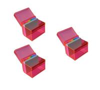 OSCO Medium Neon Acrylic Index Box 3 Pack, A to Z Divider Tabs, 100 Lined Note Cards, Ruled Revision Flash Cards, Recipe Notes, Office Contacts Filing, Holds 6" × 4" Cards (148 × 105 mm)