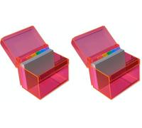 OSCO Medium Neon Acrylic Index Box, A to Z Divider Tabs, 100 Lined Note Cards, Ruled Revision Flash Cards, Recipe Notes, Office Contacts Filing, Desktop Organiser, Holds 6" × 4" Cards (148 × 105 mm)
