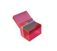 OSCO Medium Neon Acrylic Index Box, A to Z Divider Tabs, 100 Lined Note Cards, Ruled Revision Flash Cards, Recipe Notes, Office Contacts Filing, Desktop Organiser, Holds 6" × 4" Cards (148 × 105 mm)