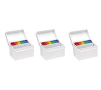 OSCO Medium White Hi-Gloss Plastic Index Box, 3 Pack, A to Z Divider Tabs, 100 Lined Revision Cards, Ruled Flash, Recipe Notes, Office Contacts Filing, Holds 6" × 4" Card (148 × 105 mm)