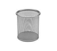 OSCO Silver Wiremesh Round Pen Pot | Pencil Holder | Desk Tidy | Office Organiser | Makeup Storage | Cosmetics Display | H10.4 x W9 x D9 cm |