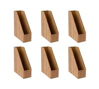 Osco Natural MOSO Bamboo Magazine File Organisers for Desk, Shelf Filing - Brochure & Document Holder, A4 Compatible - Stylish Eco Office Storage - 6 Pack (32×10×25.5 cm)