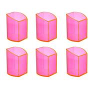 Osco Neon Acrylic Pen Pot 6 Pack - Round Transparent Pencil Holder & Desk Tidy - Durable Office Organiser for Stationery, Pens, Pencils & Makeup Brushes - H10 x W7.5 x D7 cm