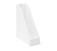 Osco Plastic Magazine Rack File Sorter, Extra-Wide Desk Floor File & Magazine Holder, Thick Premium Plastic Display for Office, Home, Study - White (Single)