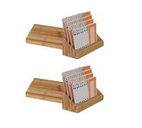 OSCO Playing Card Holders Set of 4, Natural Sustainable Bamboo Card Deck Organiser Tray for Poker, Bridge, Rummy & Board Games, Hands-Free Cards Rack for Adults & Kids, Tabletop Accessory