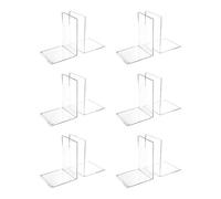OSCO Set of 2 Acrylic Bookends with Clear Rubber Non-Slip Pads, 6 Pack, Stylish Book Supports for Desk, Office, Shelf or Home, Modern Design, H17.2 × W12 × D12 cm, Clear (Large)