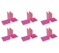 OSCO Set of 2 Acrylic Bookends with Clear Rubber Non-Slip Pads, 6 Pack, Stylish Book Supports for Desk, Office, Shelf or Home, Modern Design, H17.2 × W12 × D12 cm, Neon (Medium)