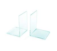 OSCO Set of 2 High Gloss Bookends with Clear Rubber Non-Slip Pads, Stylish Book Supports for Desk, Office, Shelf or Home, Modern Design, H17.2 × W12 × D12 cm, Glasslook (Medium)