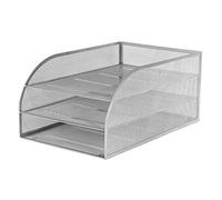 OSCO Silver Wire Mesh Triple Letter Tray, Desk Document Organiser, A4 Paper Storage, Office Desk Tidy, Desktop Filing Solution, Home Office Accessories, Fully Assembled