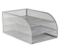 OSCO Silver Wire Mesh Triple Letter Tray, Desk Document Organiser, A4 Paper Storage, Office Desk Tidy, Desktop Filing Solution, Home Office Accessories, Fully Assembled