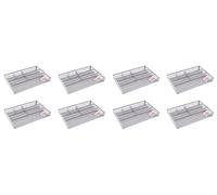 OSCO Silver Wiremesh Drawer Organiser | 8 Pack | Desk Tidy | Pen Holder | Makeup Container | Kitchen Storage | Stationery Caddy | 6 Compartments | H4.4 x W33 x D23 cm |