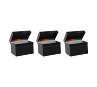 OSCO Small Black Hi-Gloss Plastic Index Box, 3 Pack, A to Z Divider Tabs, 100 Lined Notecards, Ruled Revision Flash, Recipe Notes, Contacts Filing, Desktop Organiser, Holds 5" × 3" Cards (127 × 76 mm)