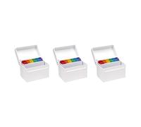 OSCO Small White Hi-Gloss Plastic Index Box, 3 Pack, A to Z Divider Tabs, 100 Lined Notecards, Ruled Revision Flash, Recipe Notes, Contacts Filing, Desktop Organiser, Holds 5" × 3" Cards (127 × 76 mm)