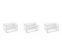 OSCO Transparent Acrylic 3-Drawer Storage Chest, 3 Pack, for Cosmetics, Jewellery and Stationery, Desktop Organiser with Non-Slip Feet, A5 Size, Clear