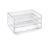 OSCO Medium Clear Acrylic 3 Drawer Chest | A5 | Pin storage | Jewellery | Paperclips | Crayons | Pens | Pencils | Small Stationery | H11 x W23 x D17 cm |