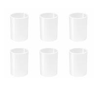 Osco White Acrylic Pen Pot 6 Pack - Round Transparent Pencil Holder & Desk Tidy - Durable Office Organiser for Stationery, Pens, Pencils & Makeup Brushes - H11 x W8 x D8 cm
