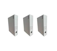 OSCO White Faux Leather Box File | 3 Pack |Document Storage | Paperwork Archive | Lock Spring | Secured with Fastening Stud | H37.5 x W8 x D26.5 cm |