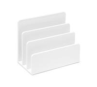 OSCO White High Gloss Plastic Letter Holder | Mail Sorter | Post Rack | Envelope Organiser | Document Stand | Desk File Storage | Display Slots | H14.5 x W17.5 x D9.5 cm |
