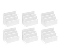 Osco White High Gloss Plastic Letter Holder, 6 Pack Desk Organiser, 3 Slot Mail Sorter, Envelope and Document Stand, Post Rack, Paperwork Storage, Compact File Holder, H14.5 x W17.5 x D9.5 cm