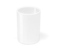 Osco White Plastic Pen Pot - Round Transparent Pencil Holder & Desk Tidy - Durable Office Organiser for Stationery, Pens, Pencils & Makeup Brushes - H11 x W8 x D8 cm