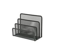 OSCO Wire Mesh Letter Holder - 3-Slot Wiremesh Document Organiser & Mail Sorter for Desk, Envelopes & Paperwork, Compact Desktop File Storage - Graphite